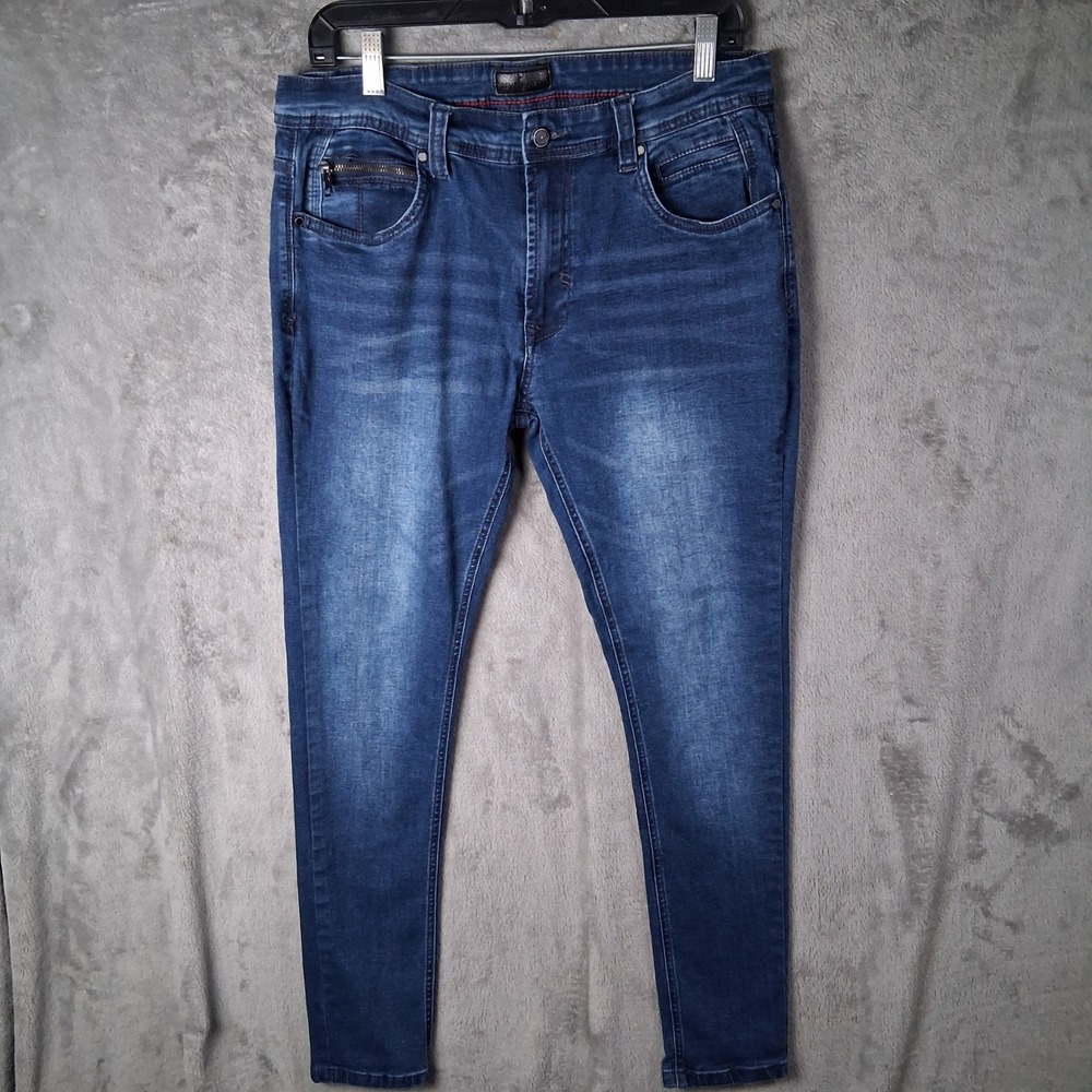 Steve's Jeans Mens 34x30 Skinny Fit Medium Wash Stretch Denim Blue Jeans